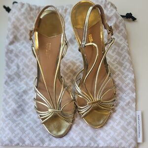 Diane Von Furstenberg Metallic Gold Heels 4.5 Inch